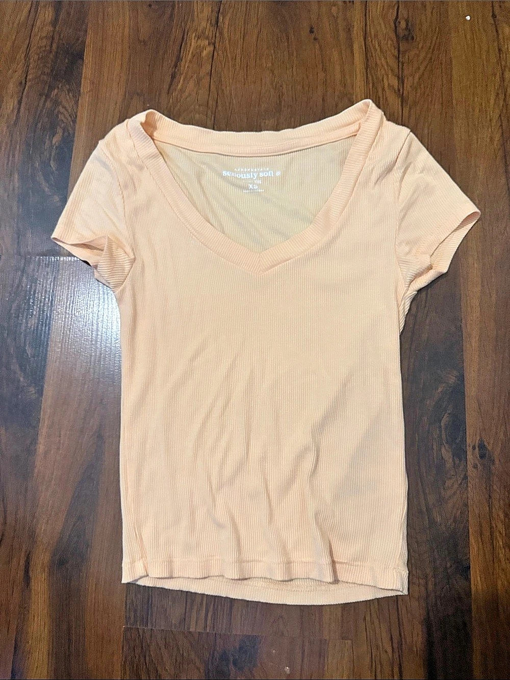 Aéropostale Baby Tee Ribbed Short Sleeve Tee Pink XS